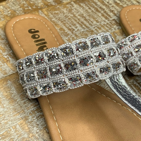 Brown Sandals with Sliver Glitter Detailing Size 6 - Picture 2 of 5